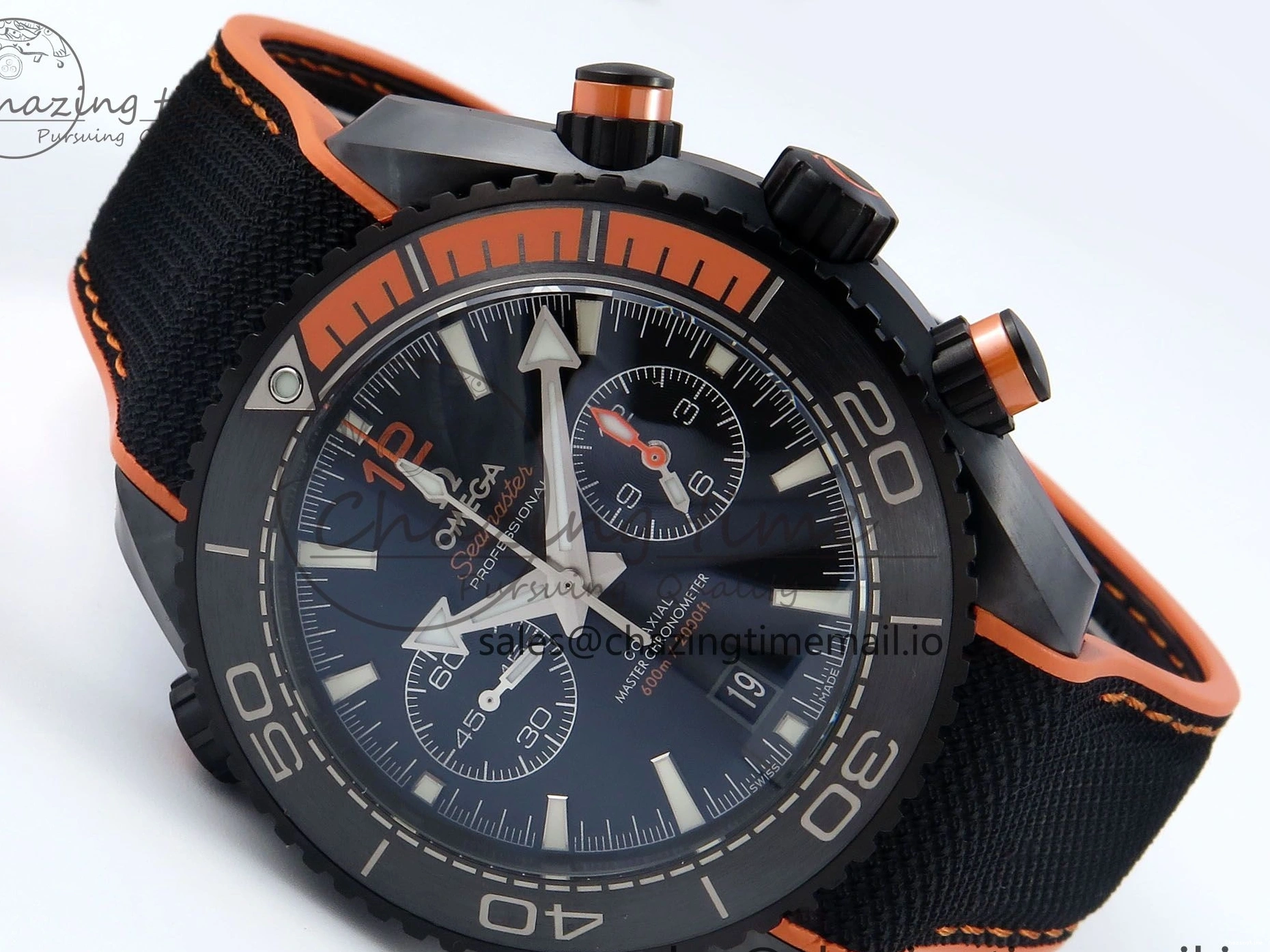 0520 Attractive Planet Ocean Master Chronometer 600M 45.5mm SCF 1:1 Best Edition Black Orange Bezel Black Dial on Black Rubber Strap A9900 Super Clone 7668